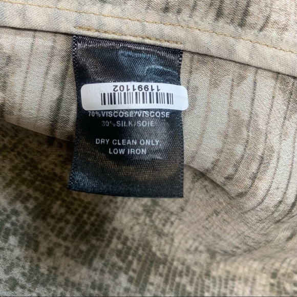 Lafayette 148 Brown Silk Blend Julianne Python Print Shirt Button-down Top - Picture 8 of 8